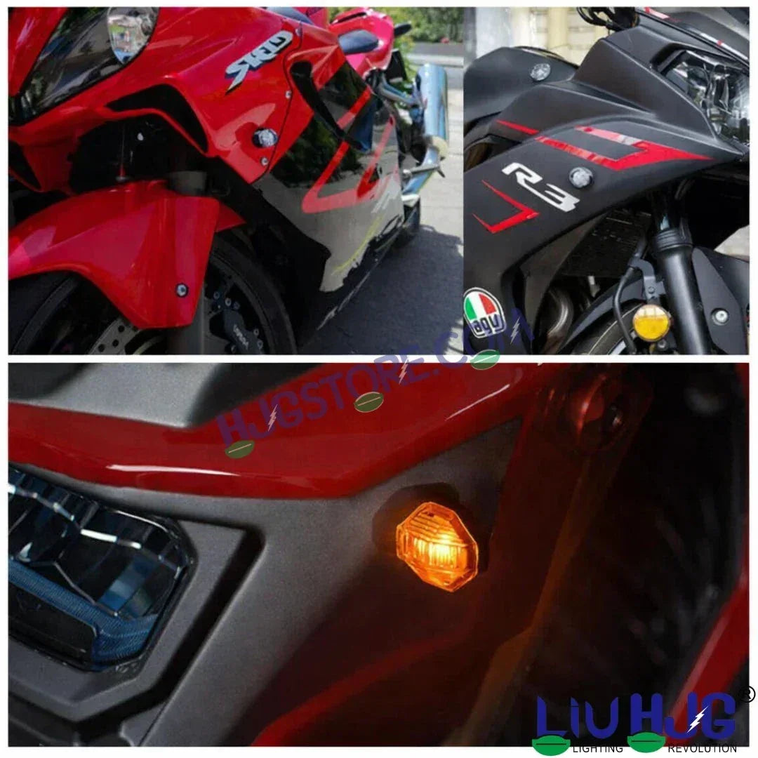 HJG Single LED Small Indicator Yellow Bike Turn Signals Waterproof Flexible Blinker Bright LED Indicators Universal For All Bike Models Motorcycle Turn Signal Lights LIU HJG Small 1 LED Yellow Indicator, Universal for All Bikes & Motorcycles, Pack of 2 - Biker.Store - www.biker.store