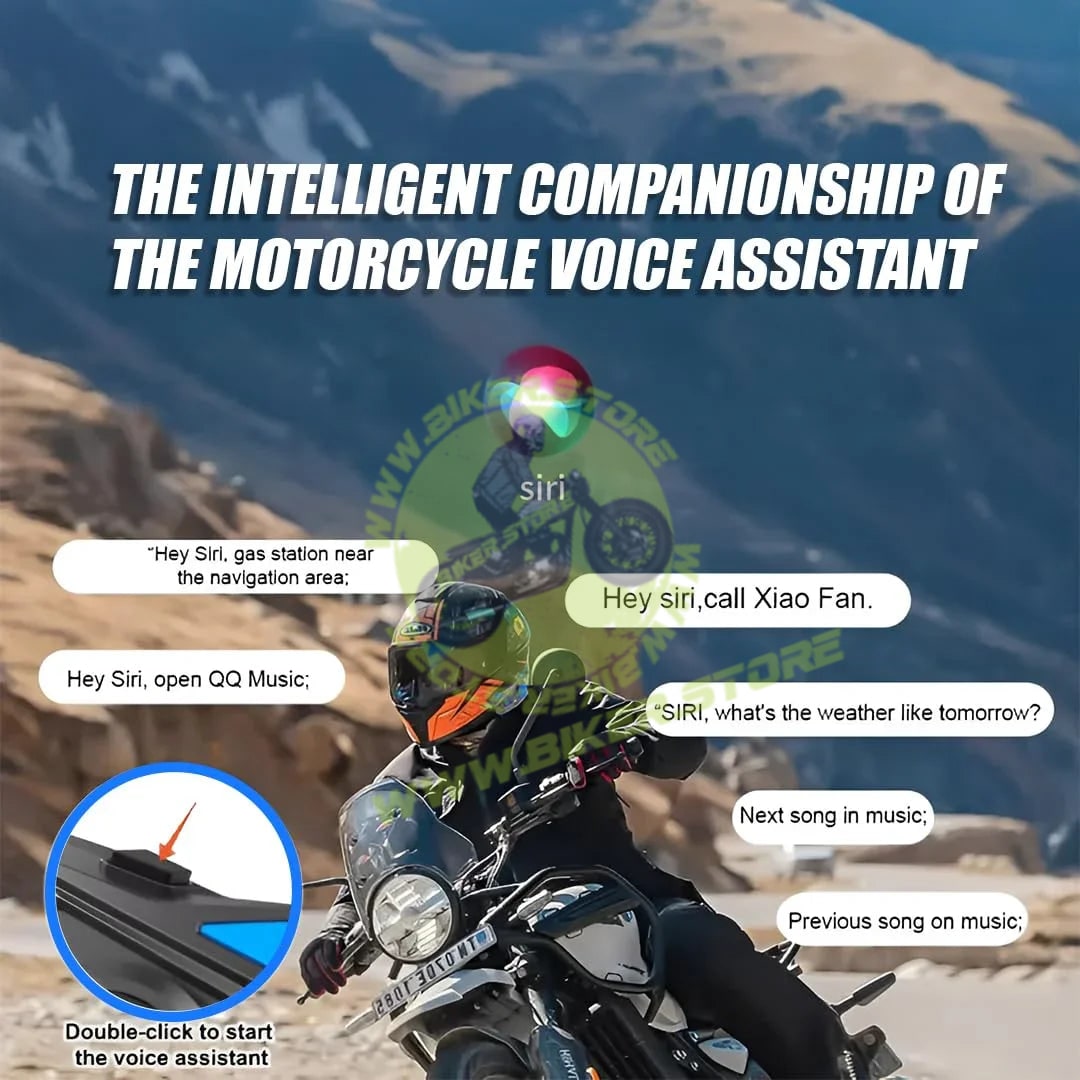 MOTO GENIUS JYD-C68 Bluetooth Helmet Headset for Motorcycle Riders | Wireless Hands-Free Music & Call System, Noise Reduction Mic, Waterproof IPX56, 25H Battery, RGB Light - Biker.Store - www.biker.store