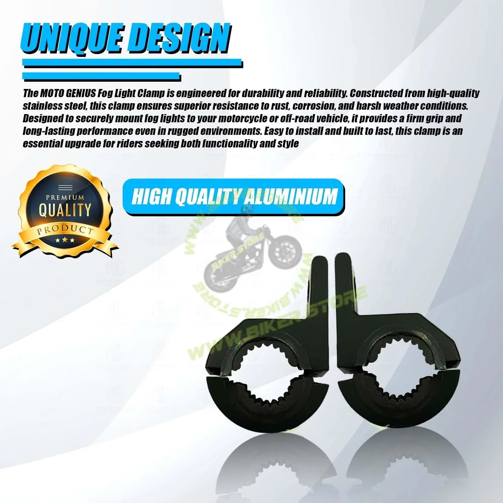 MOTO GENIUS 50MM Universal Fog Light Clamp for All Bikes | Durable Handlebar Mounting Solution( Pack of 2) - Biker.Store - www.biker.store