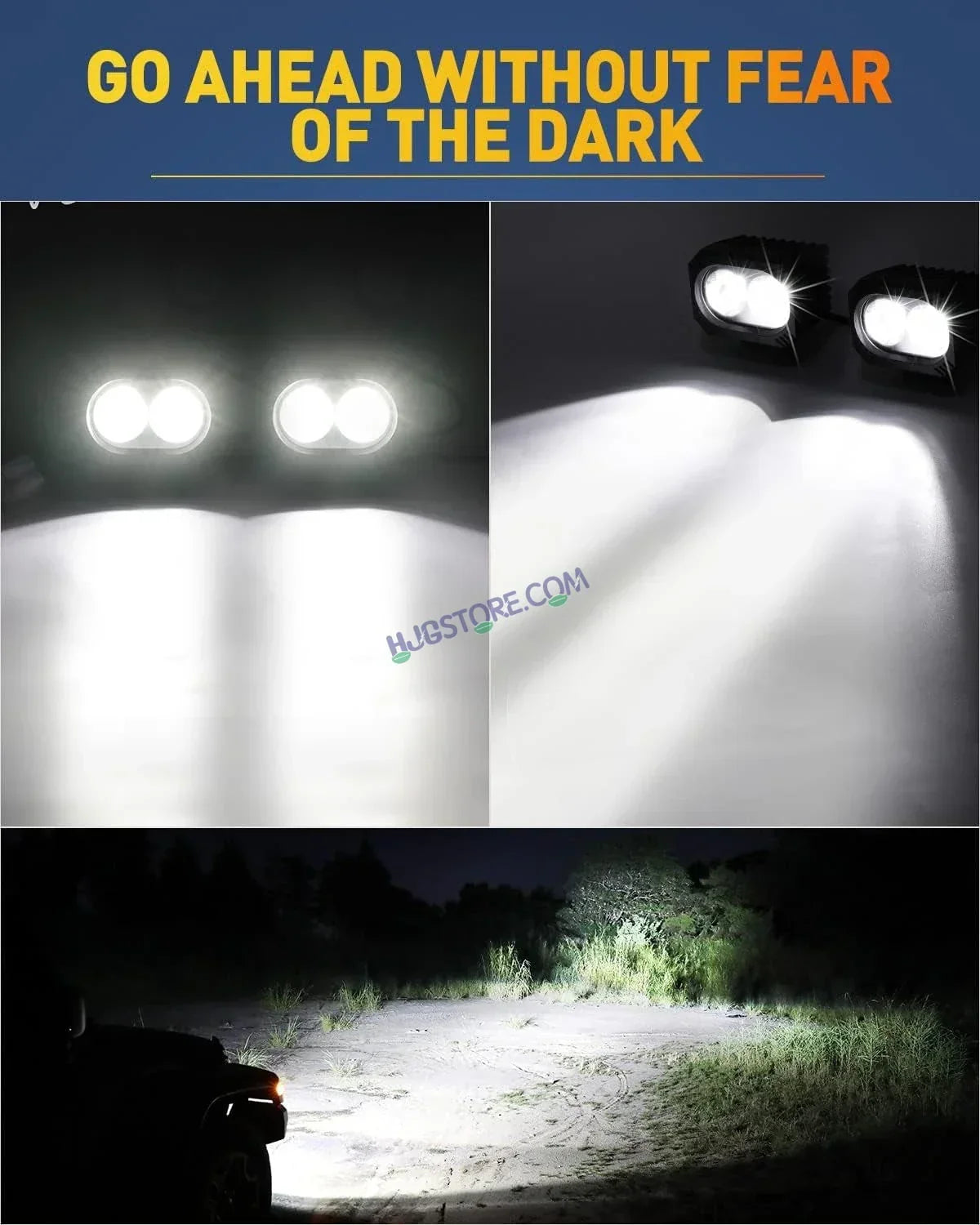 HJG 2 LED CREE 4 Inch Fog Light 100W 20000 Lumens Fog Light 2 LED CREE 2pc Foglight Spread Light Fog 100W with 20000 Lumens Brightness Foglight Ultra Wide Intensity LED Fog Lights 2 LED CREE (100W) Universal For All Cars & Bikes LIU HJG 2 LED CREE 4 Inch - Biker.Store - www.biker.store