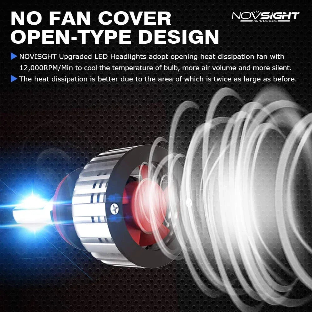 NightEye Novsight H11/H8/H9/H16(JP) led headlight kits (pack of 2)- Bridgelux-cob led chips - 72w 10000 Lumens 6500k white - headlight/fog light conversion kit - Biker.Store - www.biker.store