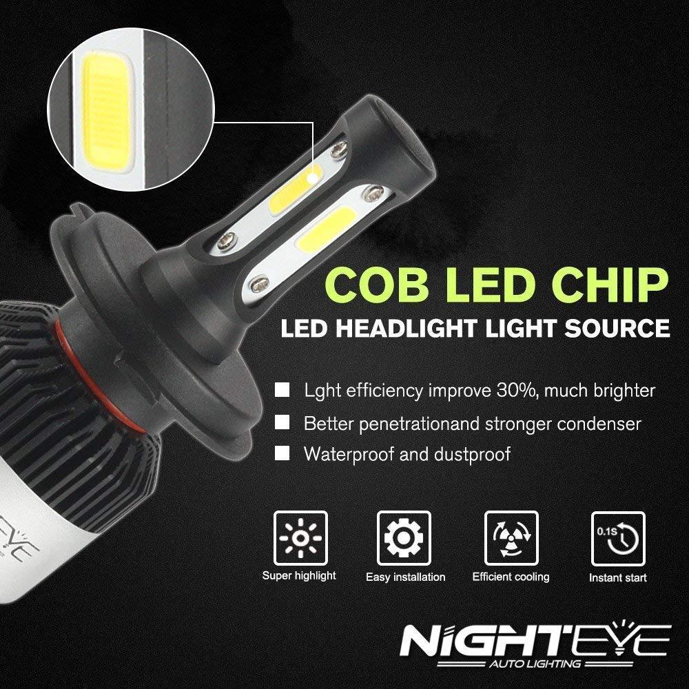 ORIGINAL NIGHTEYE H4 LED Headlight Bulb for Car and Bike White, 90W, 2 Bulbs - 9000 Lumens ULTRA BRIGHT, Type H4 (Original) - Biker.Store - www.biker.store