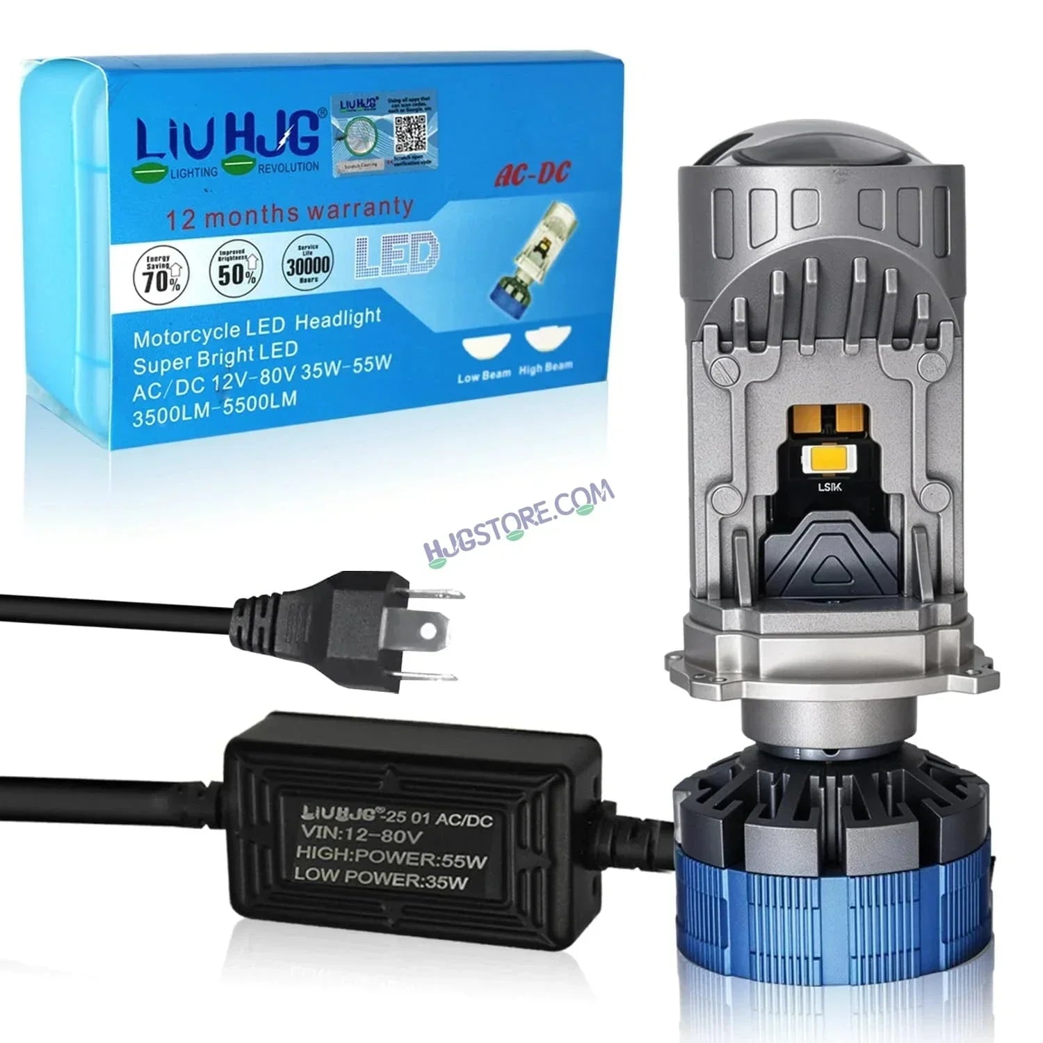 HJG Y6 New Model 110W Projector Lens H4 LED Bulb 110W HJG Y6 Projector Light Lamp H4 LED Mini Projector Lens with Fan for Car SUV Bulb 14000LM Conversion Kit Hi/Lo Beam Headlight 12V/24V for Car SUV, Set of 2, White Hi/Lo - Biker.Store - www.biker.store