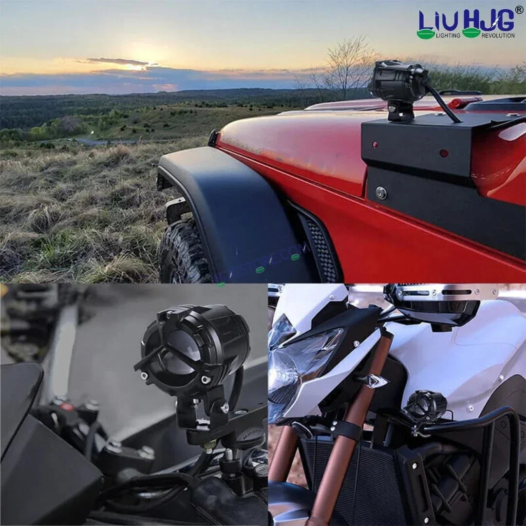 HJG Mini Mercedes Y Lens with Cooling Fan with Wiring Harness Kit 80W Foglight Ultra Wide Dual Intensity LED Driving Fog Lights White (2*40W = 80W Total) Universal For All Cars & Bikes LIU HJG Mini Mercedes Y Lens 80W with Cooling Fan and Wiring Kit - Biker.Store - www.biker.store