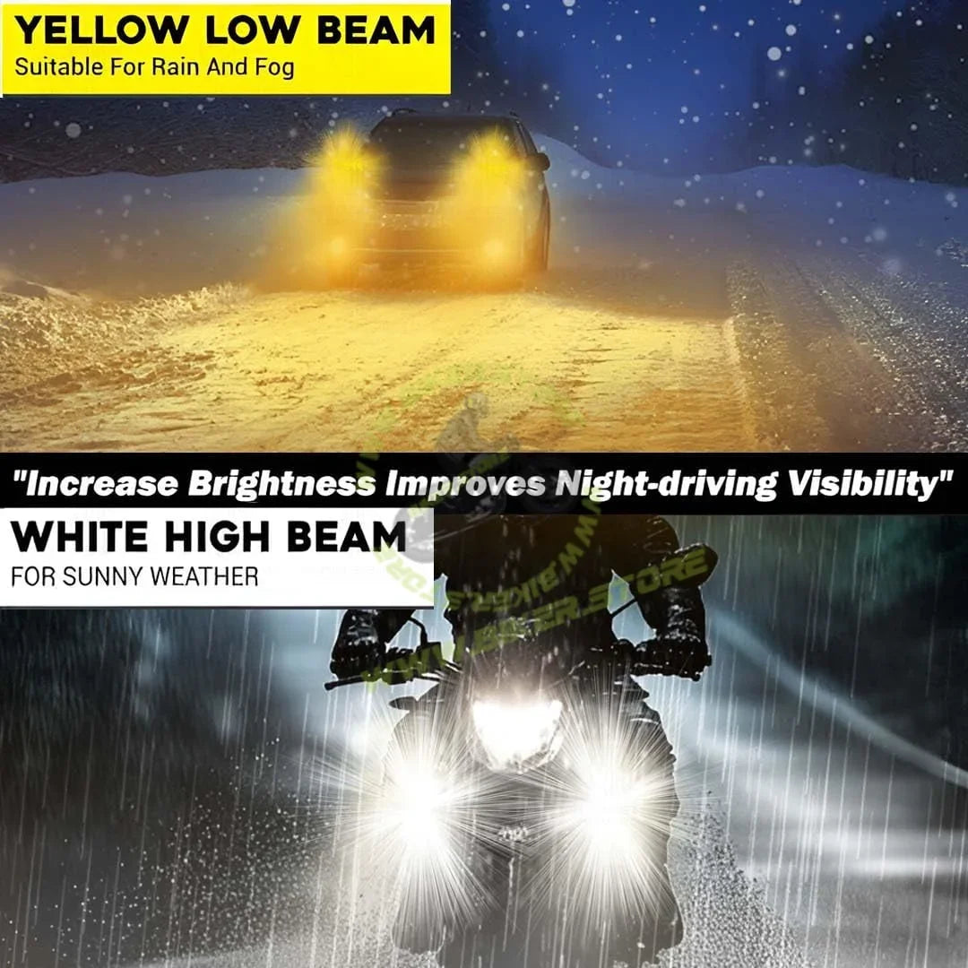 MOTO GENIUS 60W Super Bright 6 LED Fog Light | Dual Color & | High/Low Beam | Waterproof Aluminum Housing | Universal Fit for Car & Motorcycle - Biker.Store - www.biker.store