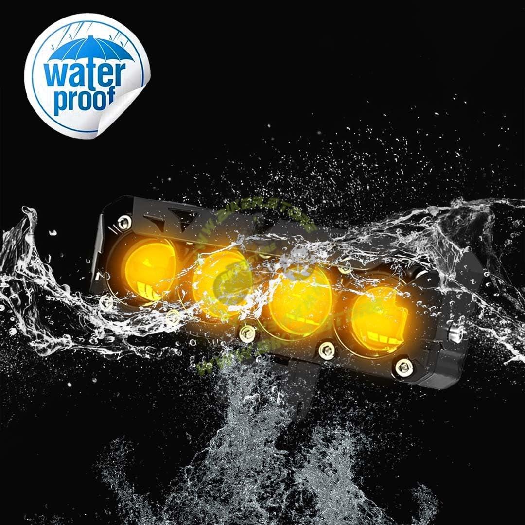 MOTO GENIUS 60W Super Bright 4 LED Fog Light | Dual Color & | High/Low Beam | Waterproof Aluminum Housing | Universal Fit for Car & Motorcycle - Biker.Store - www.biker.store