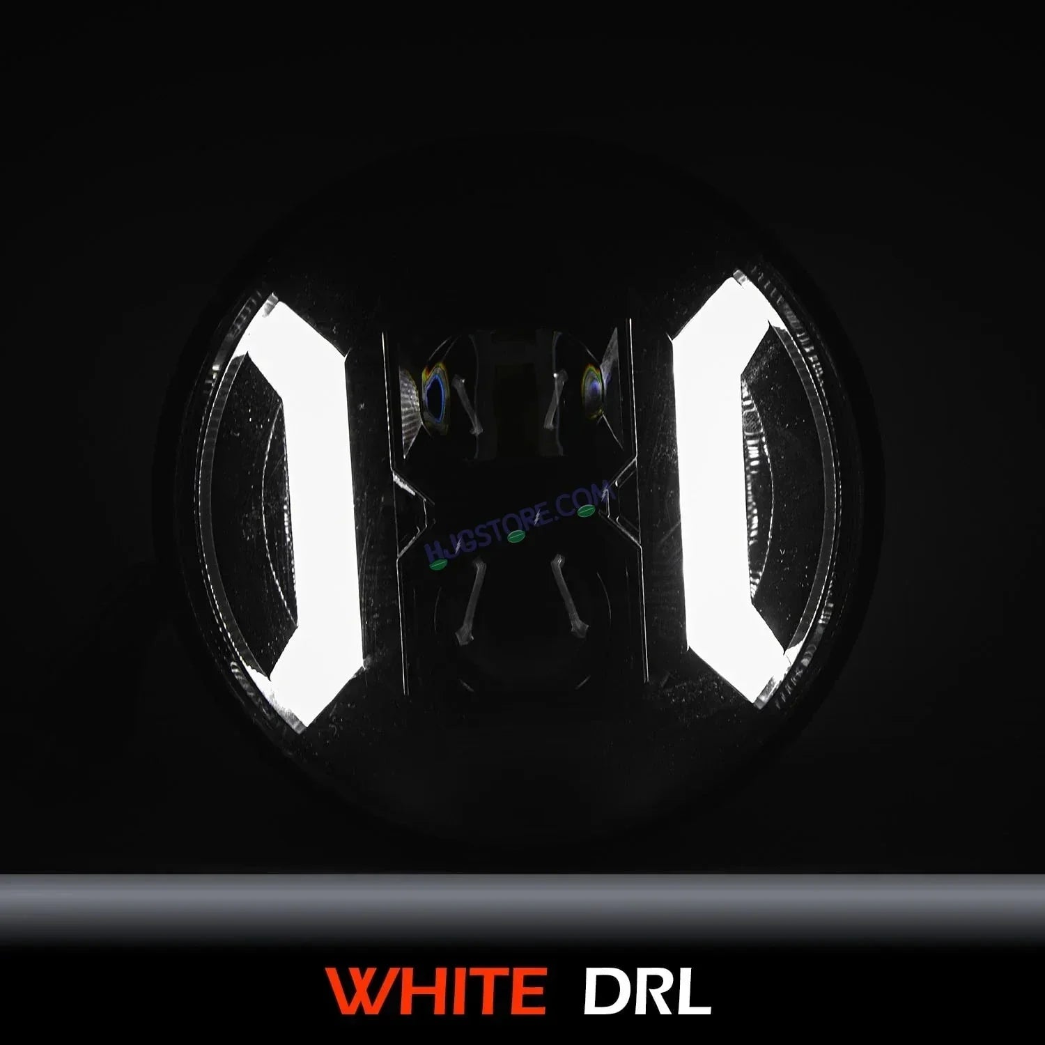 HJG 7 Inch Hexagon White LED Headlight New Model Hexagon Headlight Assembly for Thar Royal Enfield | 75-120W CREE/Osram LED Chip Multi color Compatible with Royal Enfield, Jeep, Thar, Gypsy - Biker.Store - www.biker.store