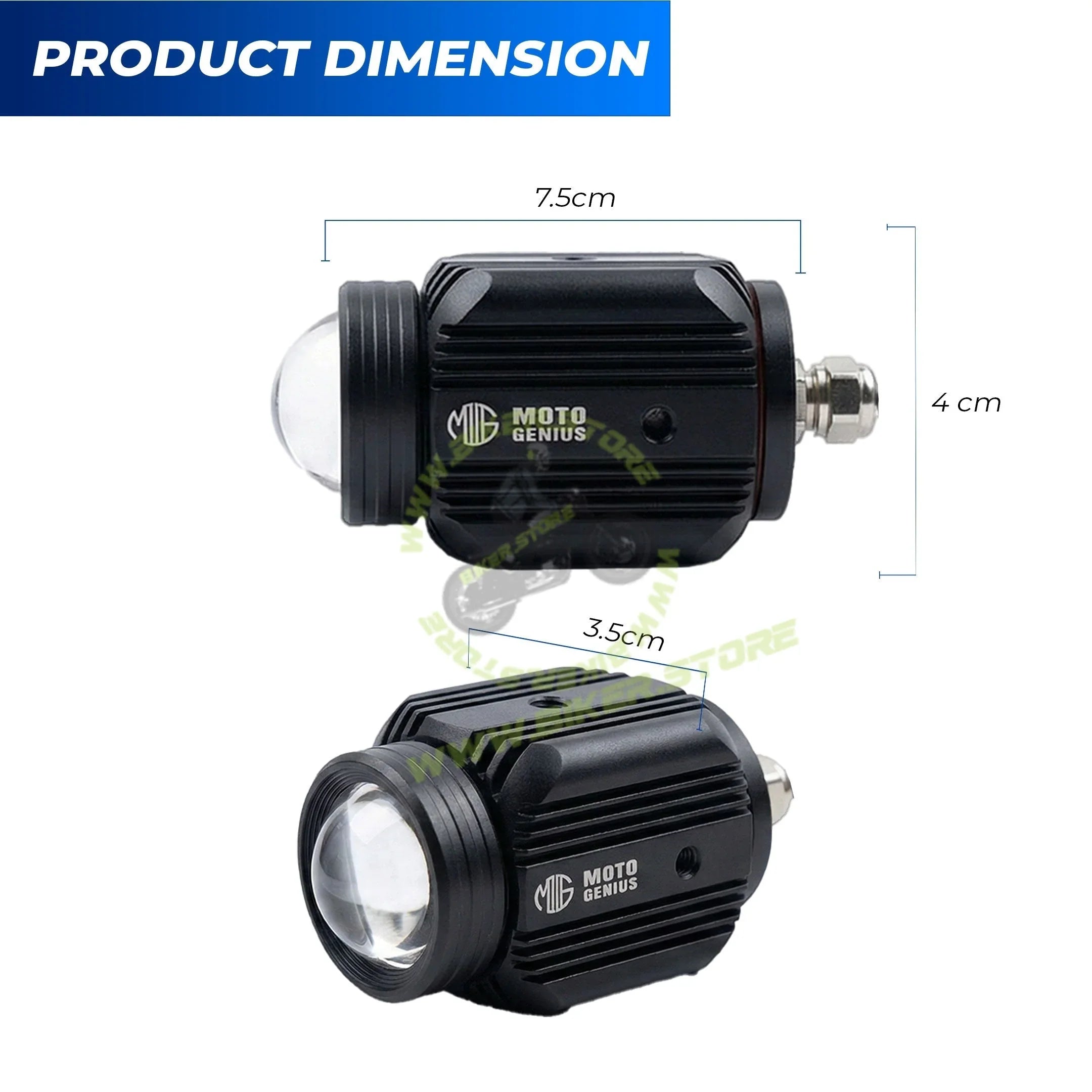 MOTO GENIUS DK16 WITH HARNESS Auxiliary LED FOG Lights 45W with Wireless Spotlight Switch Harness & Mounting Clamps, 12V–30V, Universal Fit for Motorcycles & Cars - Biker.Store - www.biker.store