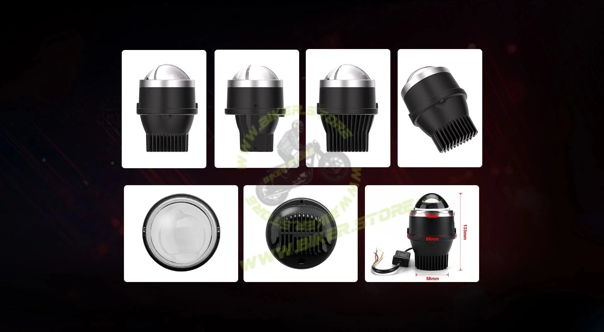 IPHCAR M617 3 Inch BI-LED (TRI COLOR) Laser Fog Lamp Projector 3 Inch High/Low beam With Integrated HID | For Four Wheelers - Biker.Store - www.biker.store