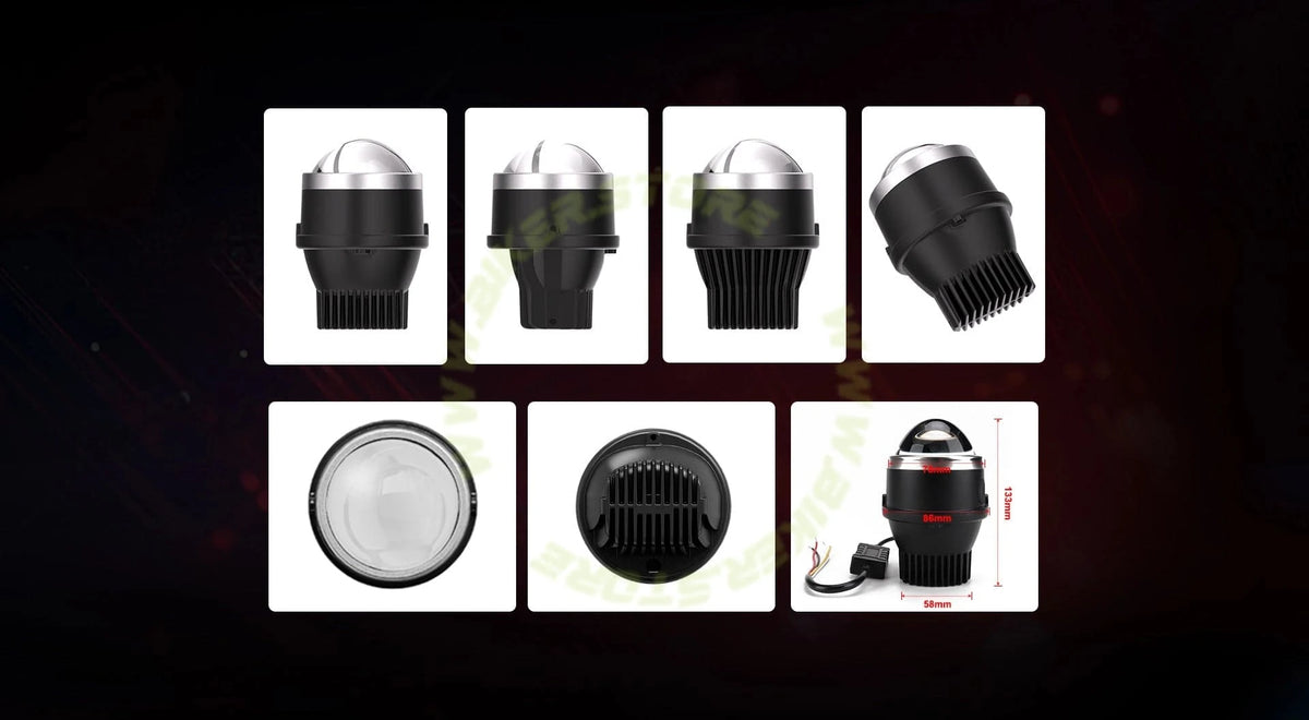 IPHCAR M617 3 Inch BI-LED (TRI COLOR) Laser Fog Lamp Projector 3 Inch High/Low beam With Integrated HID | For Four Wheelers - Biker.Store - www.biker.store