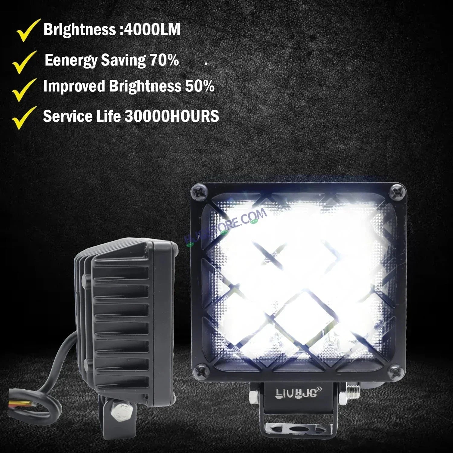 HJG 9 LED Grille 60W Square Fog Light with Flashing Mode For Universal For Bike Universal For Car (Set of 2) 60W HJG - Biker.Store - www.biker.store