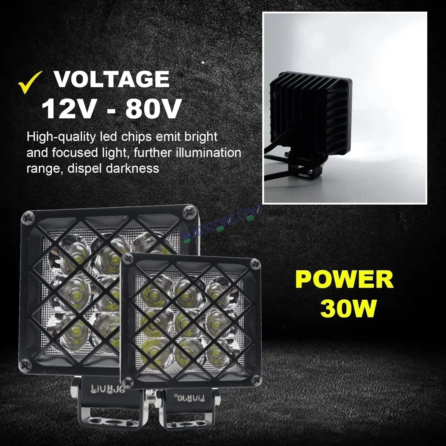 HJG 9 LED Grille 60W Square Fog Light with Flashing Mode For Universal For Bike Universal For Car (Set of 2) 60W HJG - Biker.Store - www.biker.store