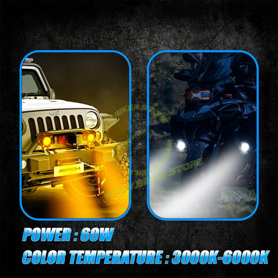 Moto Genius JX-9X-190 WITHOUT HARNESS Single LED Auxiliary Fog Light for Motorcycles & Cars — Universal Fit - Biker.Store - www.biker.store