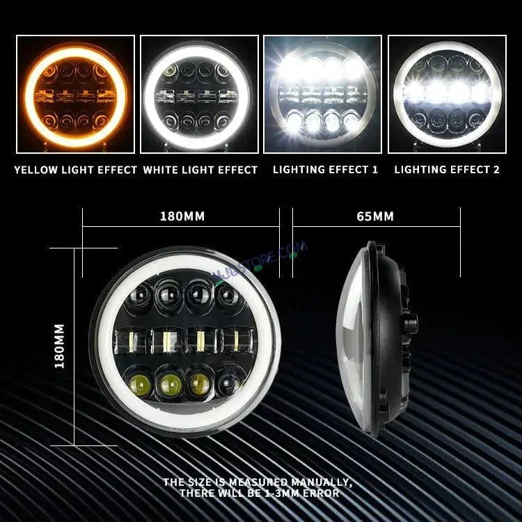 HJG 7 Inch Fashion Design Hi/lo Beam Black Round 7" Headlight 60w H4 Led Headlamp 7inch Drl Led Headlight 231045 HJG - Biker.Store - www.biker.store
