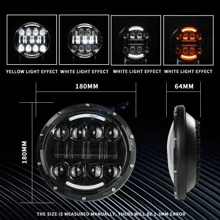 HJG 7 Inch 7 Inch Led Headlight For Land Rover Defender Accessories Halo Led Lights For Royal Enfield Thar 231053 - Biker.Store - www.biker.store