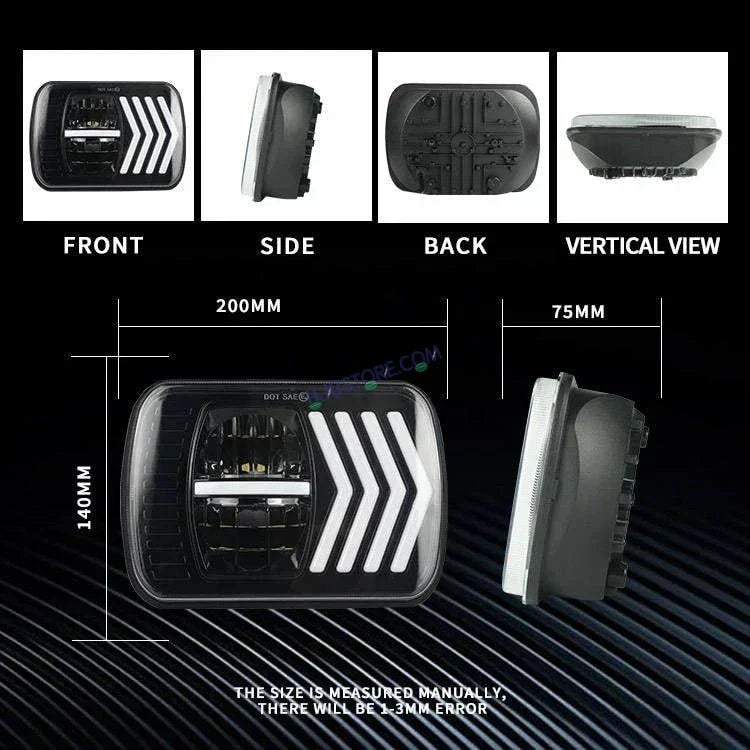 HJG 90w Hi/lo Beam 6x7 5x7 Projector Sealed Beam Rectangle Truck Led Headlights With Drl 231194 - Biker.Store - www.biker.store