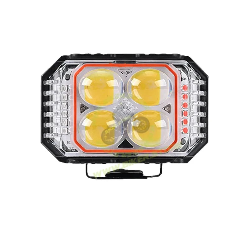 BaoBao 4 LED 30W Foglight White/Yellow/Red/Blue/Flash Mode Auxiliary Metal LED Fog Lamp Color-LED Driving Fog Light for Motorcycles Enhancing Nighttime Visibility, Universal, Pack of 1 - Biker.Store - www.biker.store