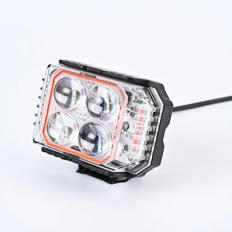 BaoBao 4 LED 30W Foglight White/Yellow/Red/Blue/Flash Mode Auxiliary Metal LED Fog Lamp Color-LED Driving Fog Light for Motorcycles Enhancing Nighttime Visibility, Universal, Pack of 1 - Biker.Store - www.biker.store