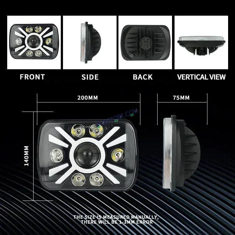 HJG X Shape Splendor Lens Headlight Assembly Square 12v 45w 4x6" 5x7" Inch Led Headlights For Jeep, Splendor Headlight Assembly HJG 231200 - Biker.Store - www.biker.store