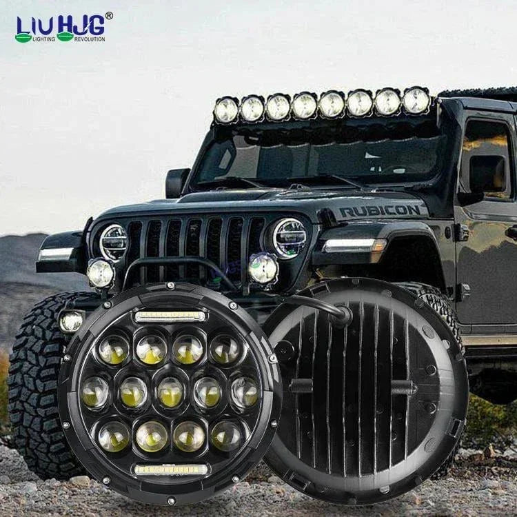 HJG 7 Inch Led Headlight Assembly Halo Lights Dual Color Yellow White 7 Inch Round Motorcycle Lights For Jeeps Universal Car Compatible with Royal Enfield, Jeep & Harley Davidson 231042 HJG - Biker.Store - www.biker.store