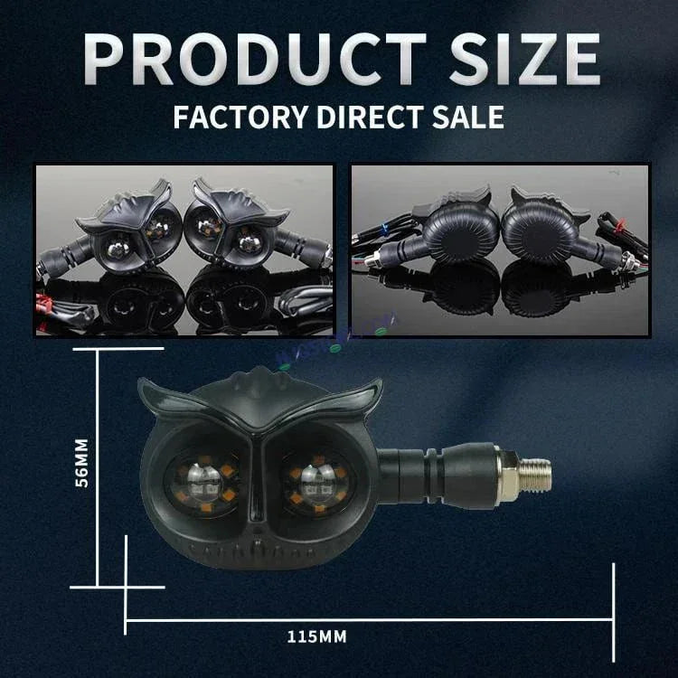 HJG Owl Shape Turn Signal Lights Indicator Universal for All Bikes Models Turn Signal Lights Motorcycle Set of 2 HJG Owl - Biker.Store - www.biker.store