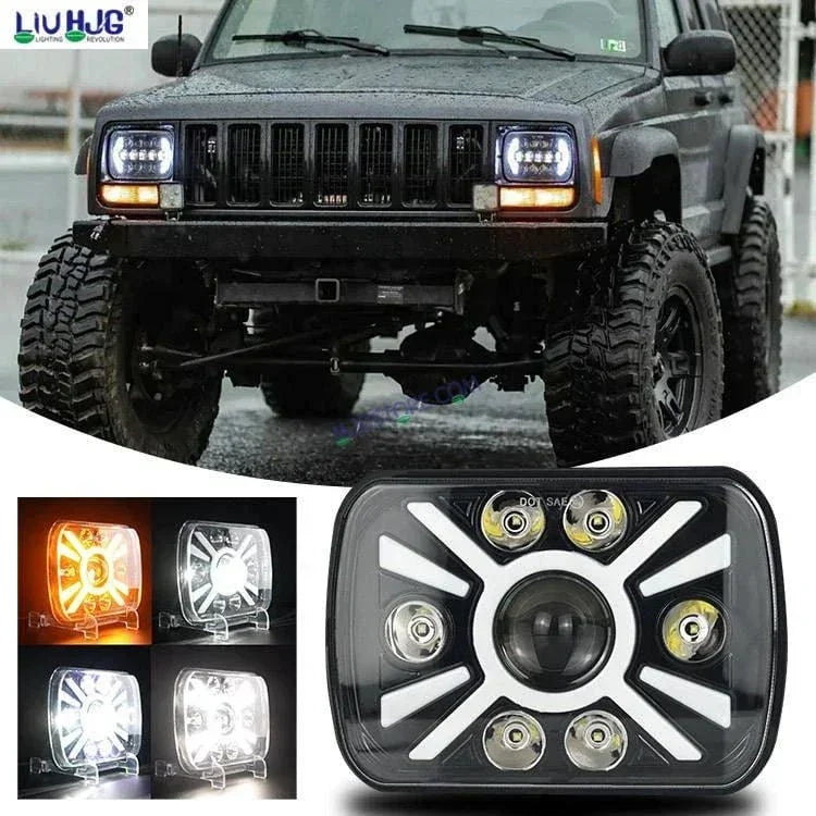 HJG X Shape Splendor Lens Headlight Assembly Square 12v 45w 4x6" 5x7" Inch Led Headlights For Jeep, Splendor Headlight Assembly HJG 231200 - Biker.Store - www.biker.store