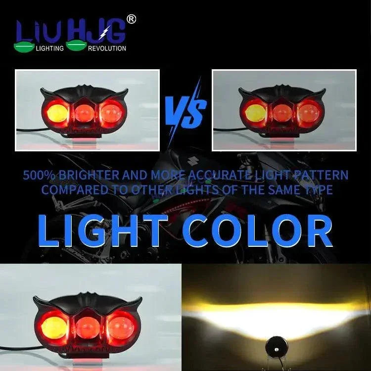HJG Owl Design Dual Color Mini Led Motorcycle Fog Light Head Light Headlight Led Auxiliary Spot Led Lights for Motorcycle - Biker.Store - www.biker.store