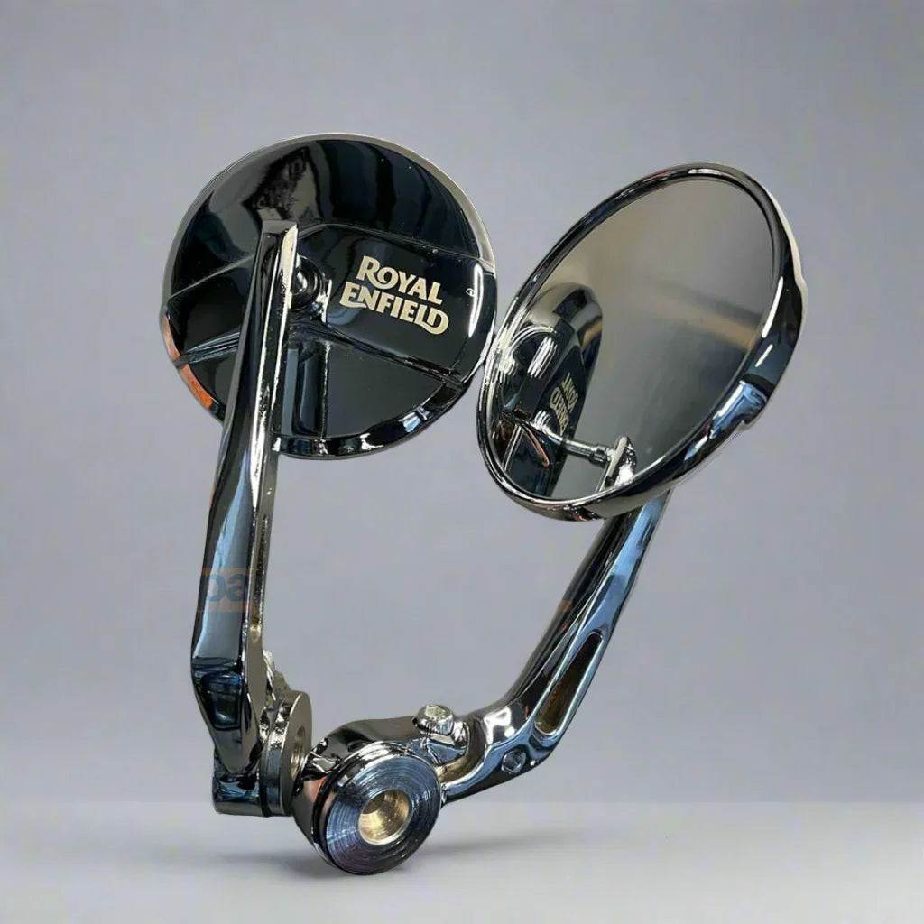 BAR END SIDE MIRRORS – CHROME SET OF -2 (ROYAL ENFIELD) COMPATIBLE FOR GT 650-INTERCEPTOR 650-HUNTER 350-SUPER METEOR 650-CLASSIC 350-REBORN-METEOR 350 - Biker.Store - www.biker.store