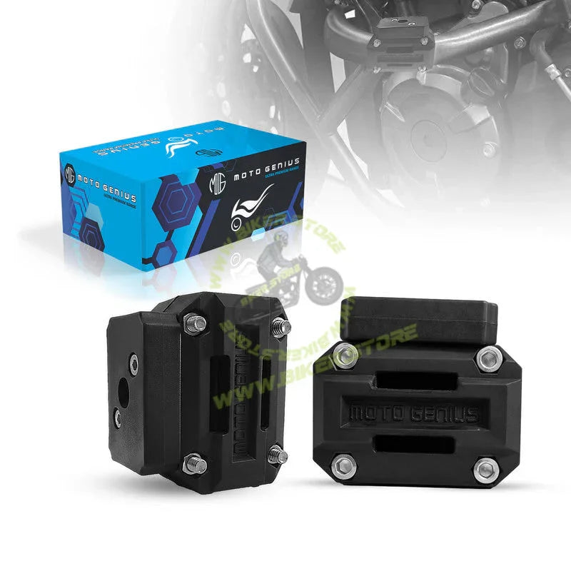 MOTO GENIUS Universal Motorcycle Crash Guard Sliders with Fog Light Clamp Mount | Engine Frame Protector | Auxiliary/Fog Light Bracket Holder | Heavy Duty Bike Safety Guard - Biker.Store - www.biker.store