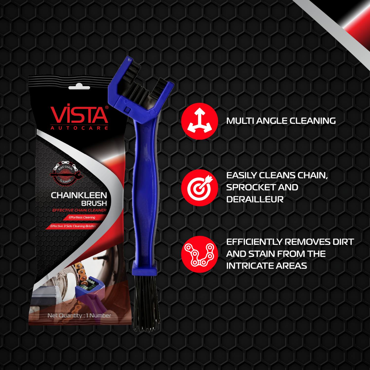 Vista Chain Kleen Brush | Multi Angle Cleaning | For Bike and Bicycles - Biker.Store - www.biker.store