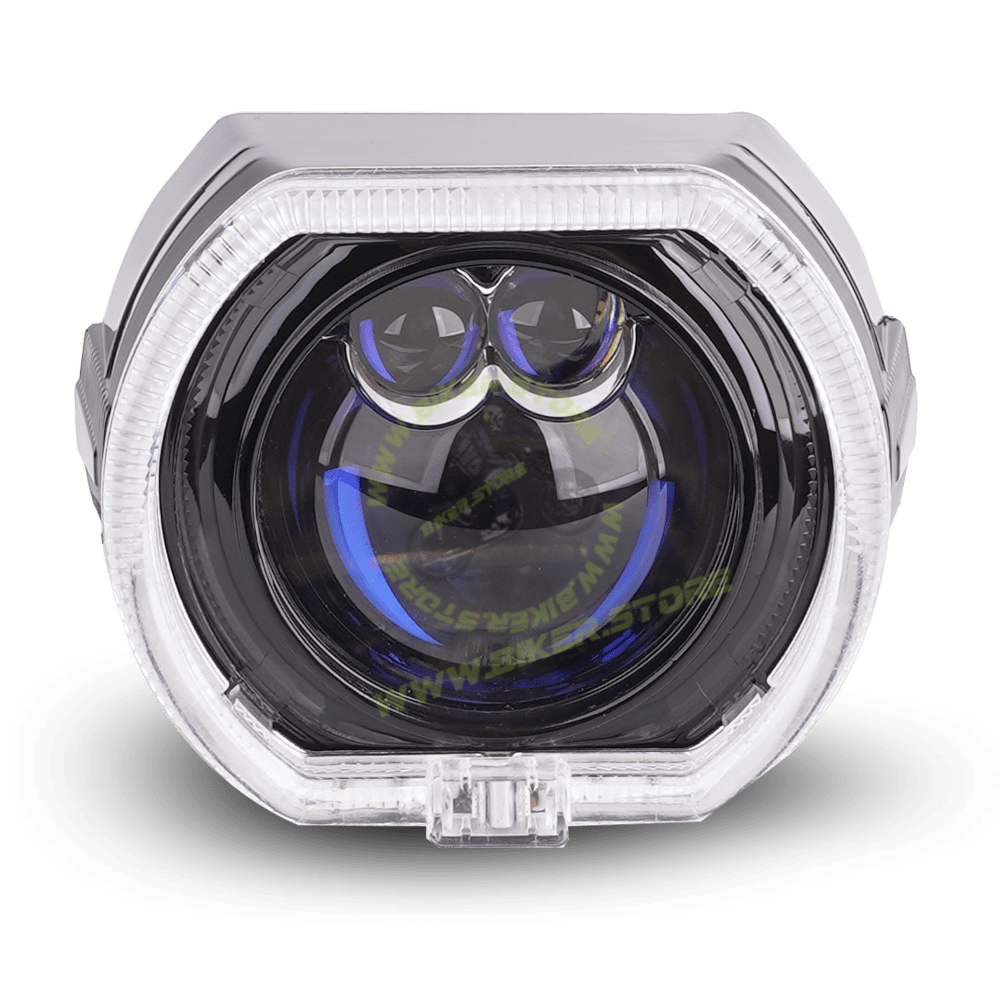 Genome 2.5″ Lazer Platinum Bi-LED Projector (With Black Bezels, White Halos) Headlight Projector - Biker.Store - www.biker.store