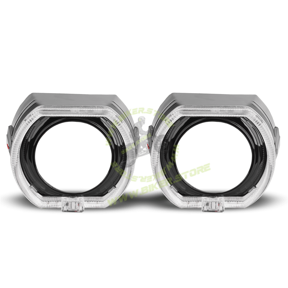 Genome 2.5″ Lazer Platinum Bi-LED Projector (With Black Bezels, White Halos) Headlight Projector - Biker.Store - www.biker.store