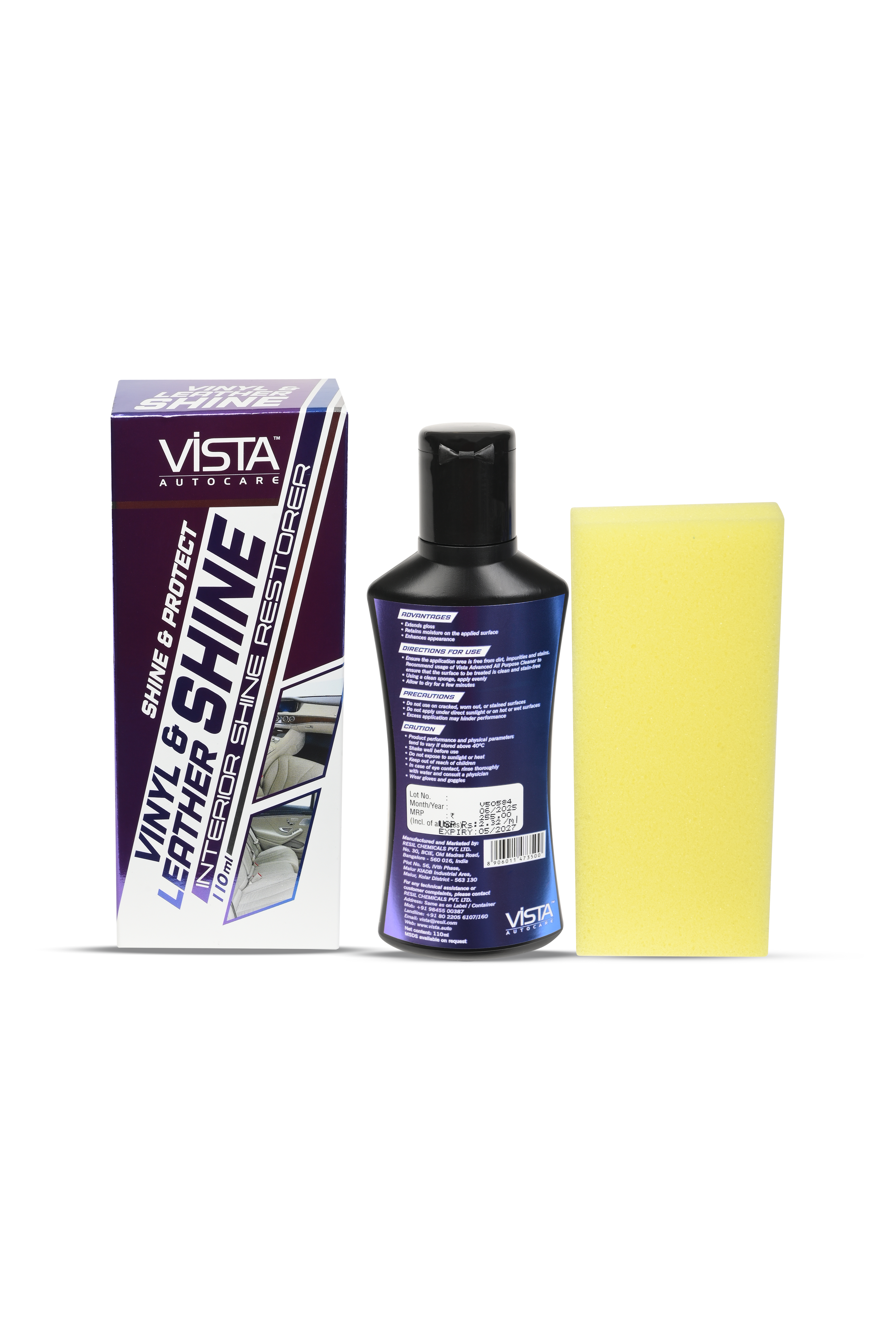 Vista Vinyl & Leather Shine 110 ml (Free Applicator Sponge) - Biker.Store - www.biker.store