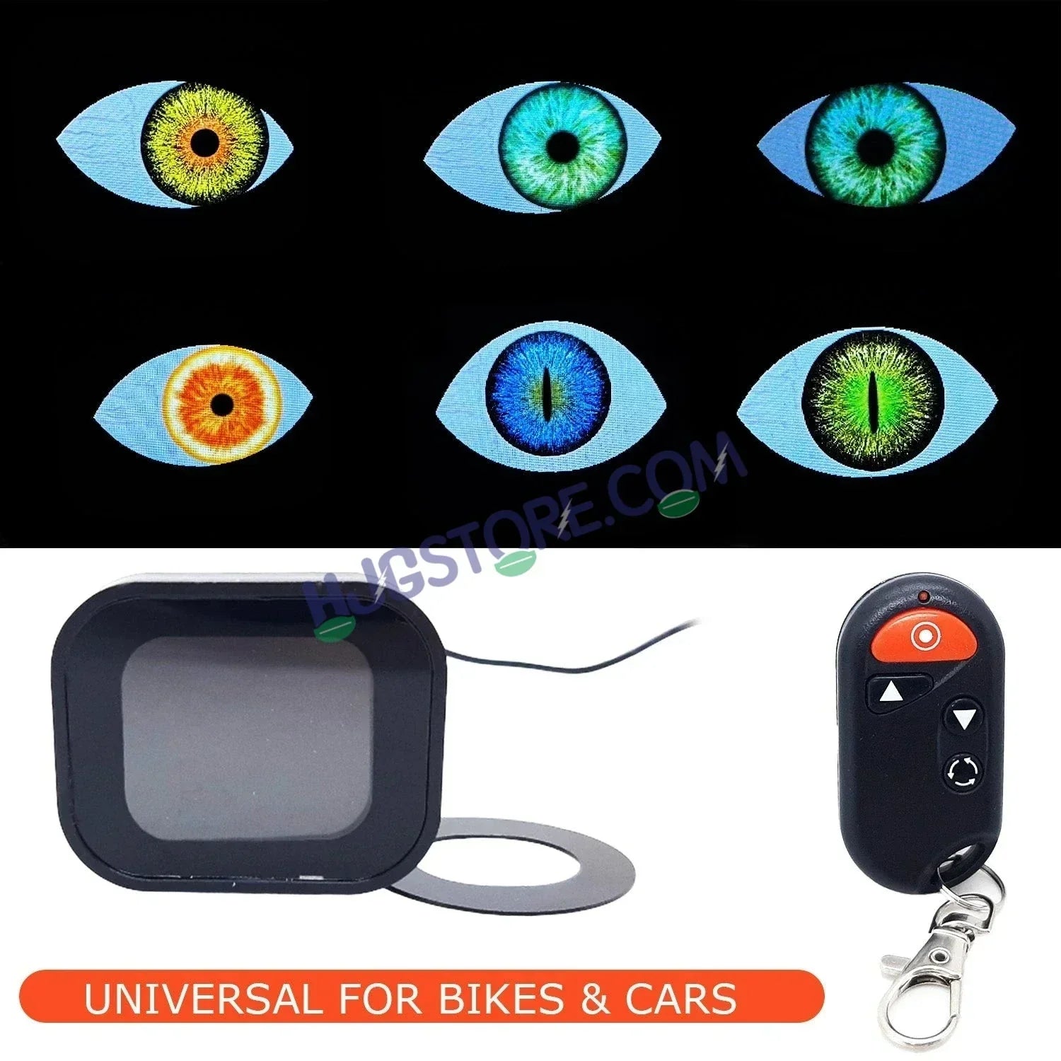 HJG New Eye Light Remote Control Animated Eye with Multiple Modes Remote For Decor Universal for Car and Bike Eye Light with Flashing Handle Light Multi Color Universal for Motorcycle, Car, SUV Pack of 1 Eye Light HJG Eye Light Type 1, Animated Eye Light - Biker.Store - www.biker.store