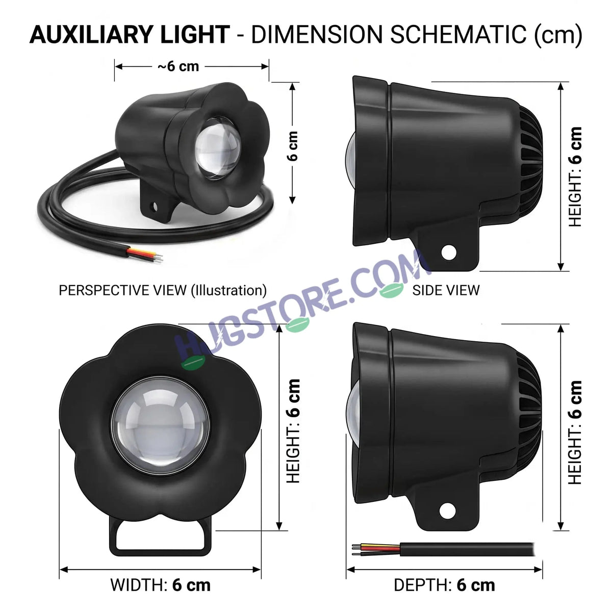 HJG Poki Foglights Mini Flower Projector LED Fog Lights | 40W 12,000LM Super Bright Dual Shot | Cool White & Yellow with Red DRL & Flash Mode | Universal Fit for Bike, Motorcycle, Car, Thar & Jeep (Pack of 2) - Biker.Store - www.biker.store