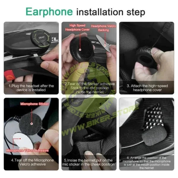 EJEAS Q8 Mesh Motorcycle Intercom – 6 Riders, Music Sharing & FM Radio - Biker.Store - www.biker.store