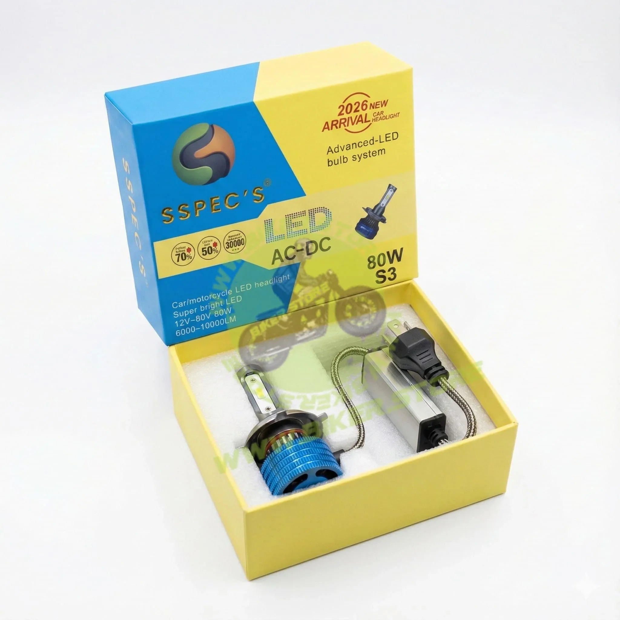 SSPEC 80W H4 LED Headlight Bulb – Universal for Car & Motorcycle - Biker.Store - www.biker.store