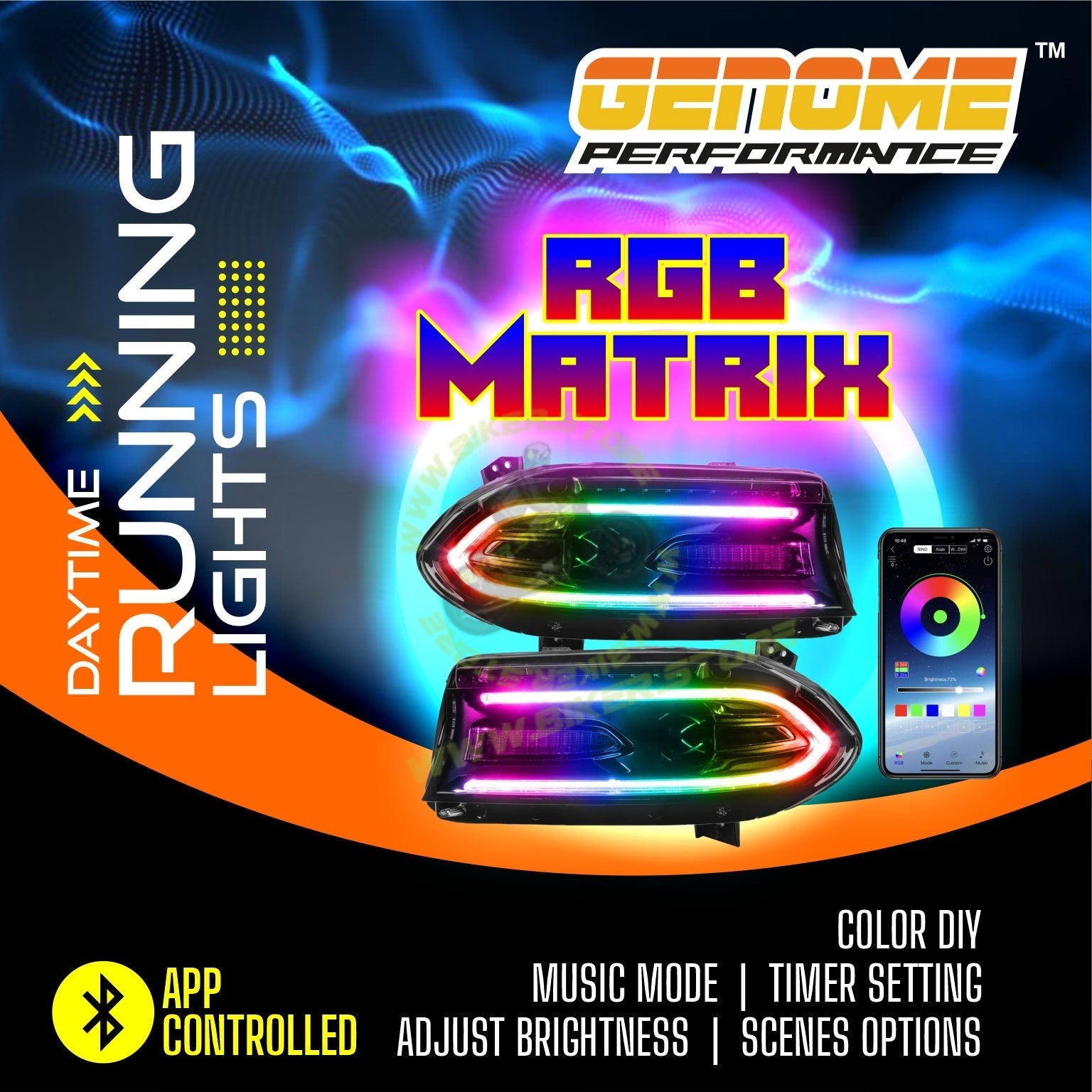 Genome RGB FLEXI & DOTTED Car DRL Light - Biker.Store - www.biker.store