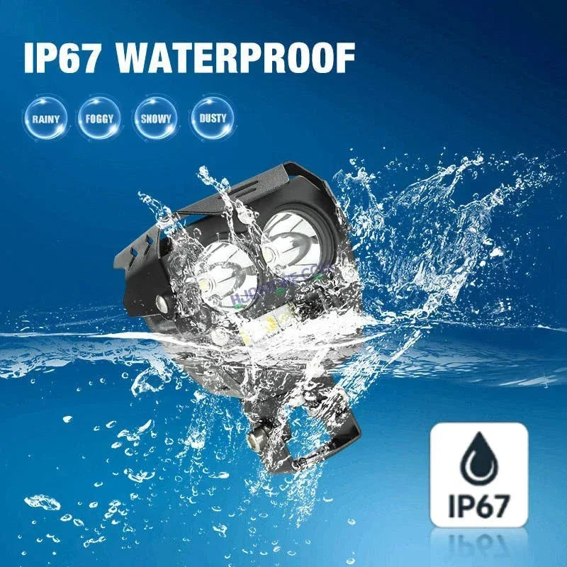 HJG 2 LED Robotic 140W Foglight with Spot and Wide Spread White/Yellow Light 140W Foglight Ultra Wide Dual Intensity LED Driving Fog Lights White/Yellow (2*70W = 140W Total) Universal For All Cars & Bikes LIU HJG Robotic 2 LED 140W Foglight White/Yellow - Biker.Store - www.biker.store