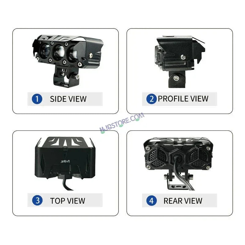 HJG Future Eyes 3 Lens Foglight with Wiring Harness Kit 120W 3 Lens Projector Lens Fog Light 120W Foglight Ultra Wide Dual Intensity LED Fog Lights White/Yellow Universal For All Cars & Bikes LIU HJG Future Eyes 3 Lens Foglight with Wiring Harness Kit - Biker.Store - www.biker.store