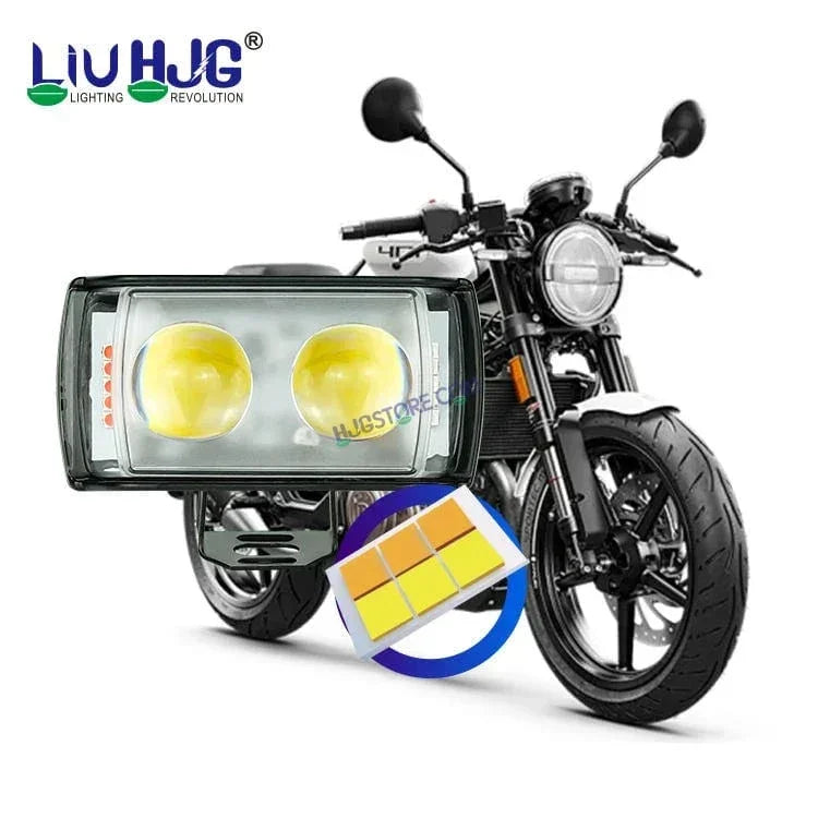 HJG 2 LED with Red Blue Flash Strobe 2pc LIU HJG Fog Light with Switch Combo for Bikes and Cars High Power, Heavy clamp and Strong aluminum. (2 LED Fog) White/Yellow Projector, Red Blue Strobe Flash - Biker.Store - www.biker.store