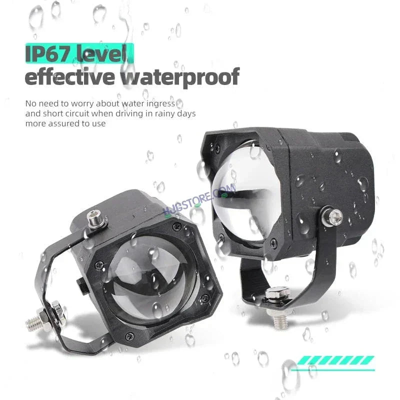 HJG Laser Cannon Foglight 500 Meters Laser Focus Projector Fog Projector Lens with 300 Meters Low Beam 500 Meters High Beam 80W Foglight Ultra Wide Dual Intensity LED Fog Lights White/Yellow Universal For All Cars & Bikes LIU HJG Laser Cannon Foglight 2pc - Biker.Store - www.biker.store