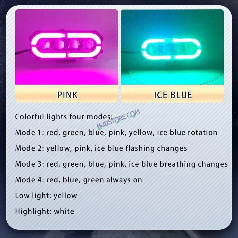 HJG Future 4 Lens with Animated RGB DRL 120W 4 Lens MEGA DRIVE Fog Light For Bike/Car/Thar/Jeep ( Cool White, 60W each * 2 = 120W Total ) - Pack of 2 Future Eyes 4 Lens with RGB Multi DRL - Biker.Store - www.biker.store