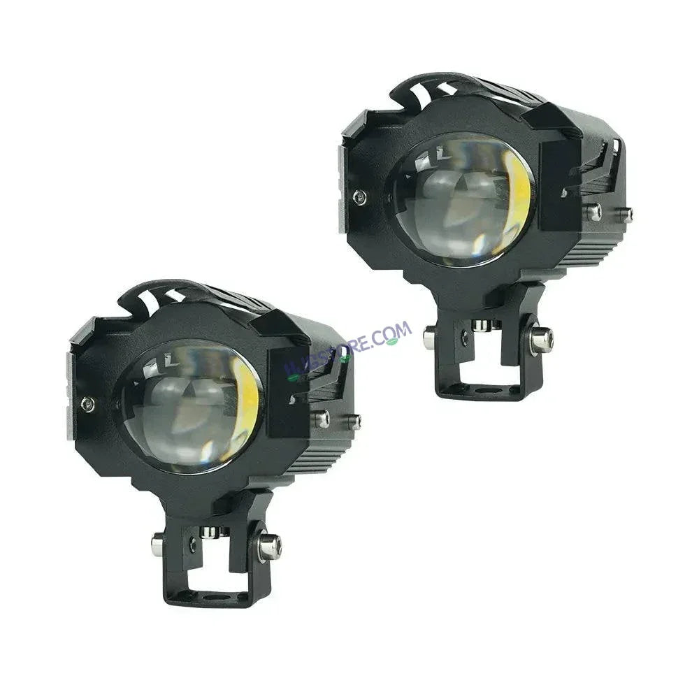HJG New Design U Design 1194-1 120W Dual Color Mini Led Motorcycle Fog Light Head Light Headlight Led Auxiliary Spot Led Lights for Motorcycle, Car, SUV HJG Fog - Biker.Store - www.biker.store