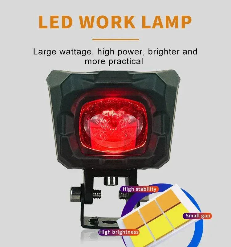 HJG New Model 150W Foglight Projector Lens with Devil Red DRL Future Eyes 150W MEGA DRIVE Fog Light For Bike/Car/Thar/Jeep ( Cool White, 75W each * 2 = 150W Total ) - Pack of 2 - Biker.Store - www.biker.store