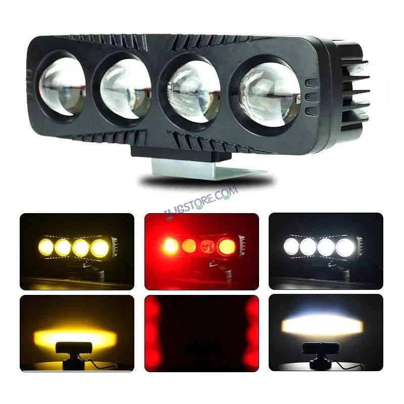 HJG 4 Lens Fog Light 80W Red Devil DRL 4 Lens Projector Lens Foglight 80W (2 * 40W) 4 Lens LED Projector Fog 80W with Red Devil DRL Foglight Ultra Wide Dual Intensity LED Fog Lights White/Yellow/Red Devil DRL Projector (80W) Universal For All Cars & Bikes - Biker.Store - www.biker.store
