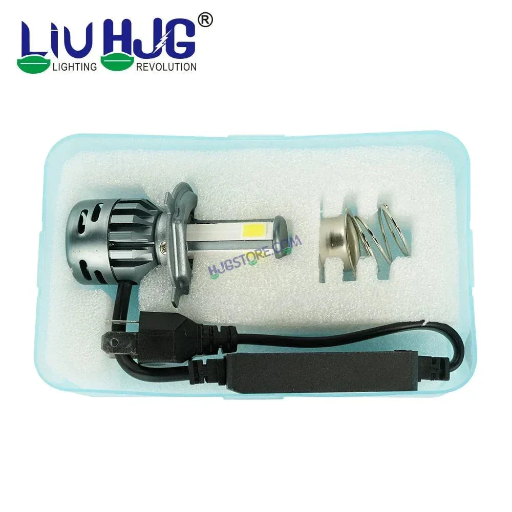 HJG M3 Mini 60W White/Yellow H4 Dual Beam New Model LED Bulb AC/DC Headlight LED Bulb White/Yellow Hi/Lo 60W H4 LED for Bike Car Light H4 LED with Fan Conversion Kit Hi/Lo Beam Headlight 12V/24V for Bike/Car, Set of 1, 6000 LM 60W, White/Yellow Hi/Lo - Biker.Store - www.biker.store