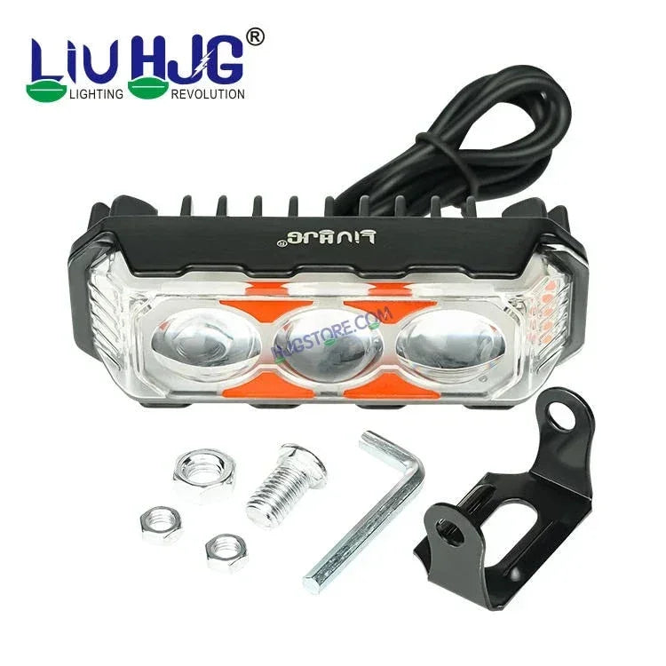 HJG 3 LED Light Bar with Red Blue Flash Strobe Fog Light for Bikes and Cars High Power, Heavy clamp and Strong aluminum. (3 LED Fog Light Bar Single) White/Yellow, Red Blue Strobe Flash, Pack of 1 - Biker.Store - www.biker.store