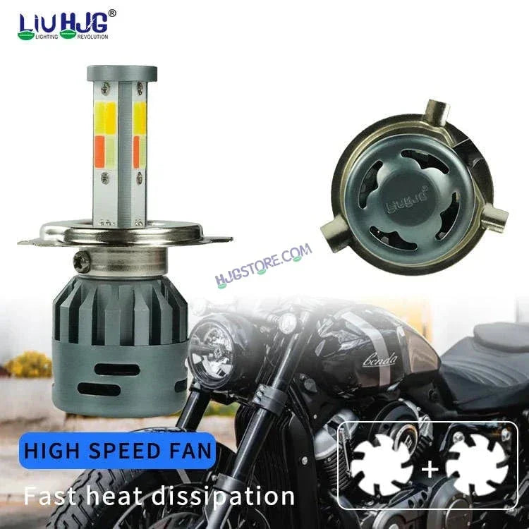 HJG M3 Mini 60W White/Yellow H4 Dual Beam New Model LED Bulb AC/DC Headlight LED Bulb White/Yellow Hi/Lo 60W H4 LED for Bike Car Light H4 LED with Fan Conversion Kit Hi/Lo Beam Headlight 12V/24V for Bike/Car, Set of 1, 6000 LM 60W, White/Yellow Hi/Lo - Biker.Store - www.biker.store