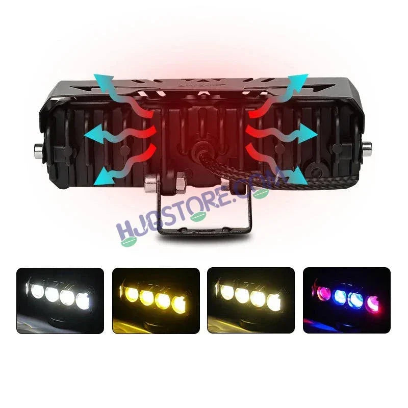 HJG 4 Lens Red Blue 50W Foglight with Red Blue Flash Mode 4 Lens Projector Foglight 50W Foglight Ultra Wide Dual Intensity LED Fog Lights White/Yellow/Warm White/Flash/Red Blue DRL Universal For All Cars & Bikes LIU HJG 4 Lens Red Blue 50W Foglight 1pc - Biker.Store - www.biker.store